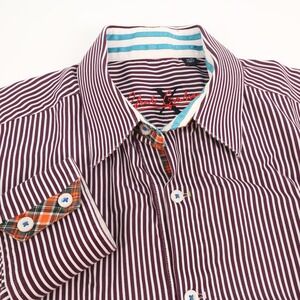 Robert Graham Men's Striped Button Down Shirt Long Sleeve Flip Cuff Medium‎